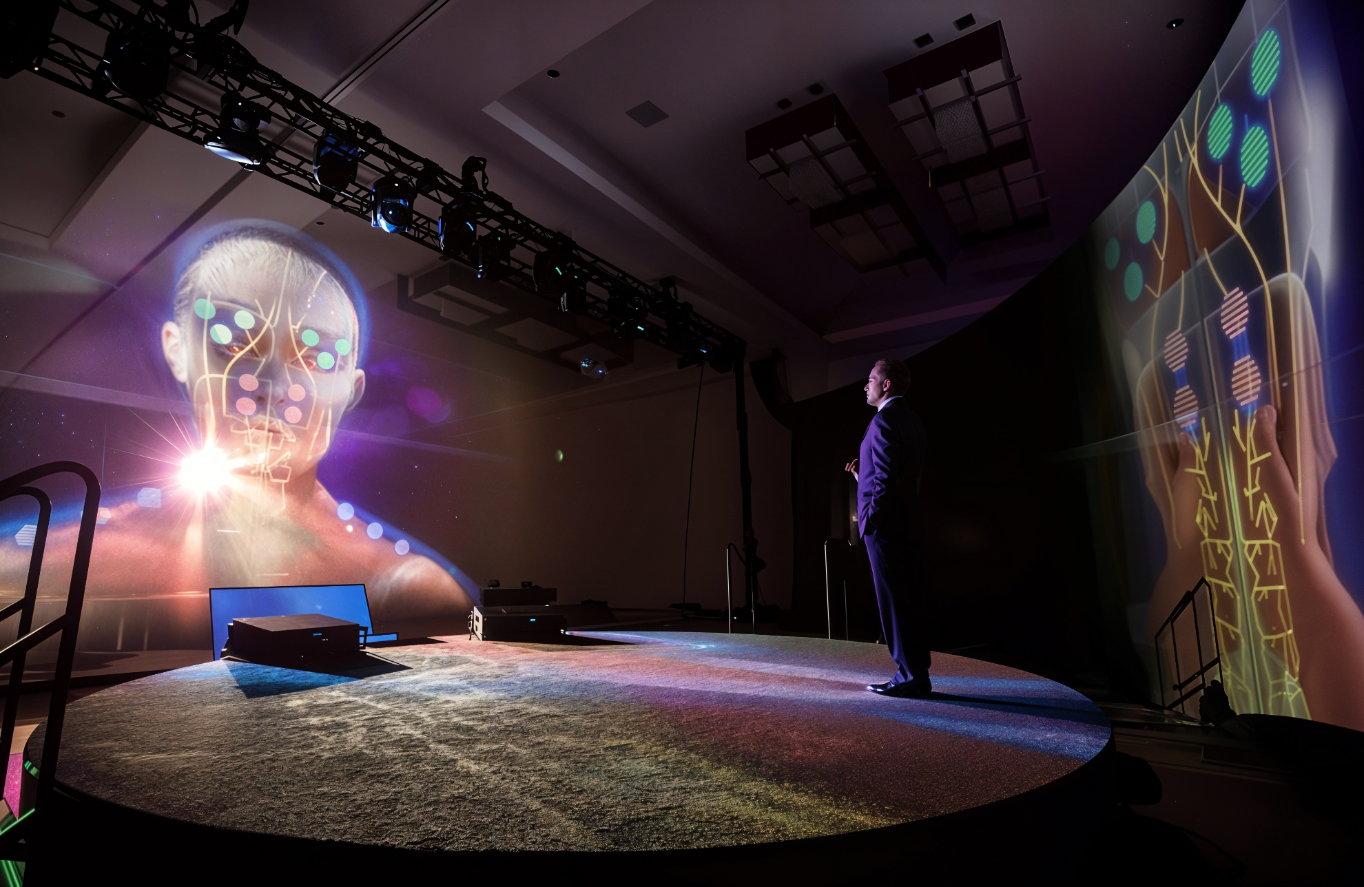 Escenario holográfico en congreso de Fundación Favaloro